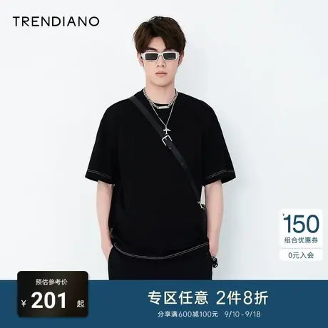 TRENDIANO官方夏季男装新款时尚潮流简约百搭圆领短袖T恤男商品大图