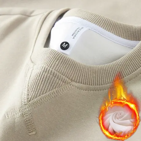 冬季潮牌重磅圆领卫衣秋冬款男生内搭打底衫加绒长袖上衣2024新款商品大图