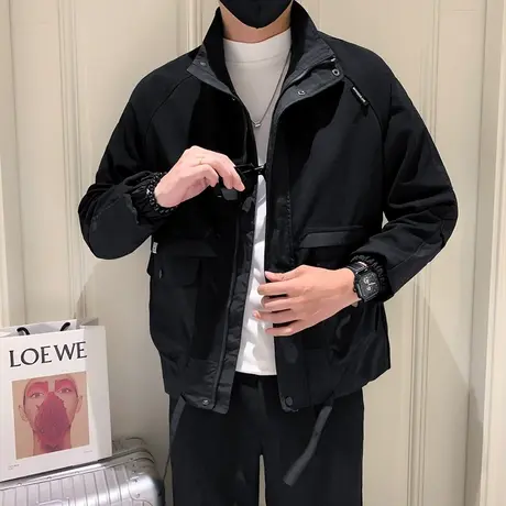2023新款潮牌外套春秋季痞帅高级感立领工装夹克冲锋衣ins上衣商品大图