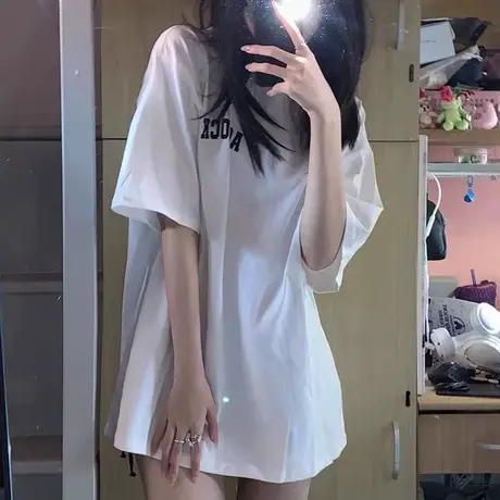 正肩短袖白色t恤女装圆领夏季春秋内搭打底衫2024年体恤女士上衣图片