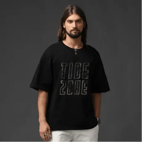 Ohlyah潮牌印花基础简约黑色半袖t恤2023夏无性别圆领情侣短袖男图片