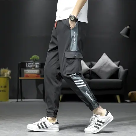 春秋款裤子男韩版潮流百搭休闲长裤运动裤潮牌薄款束脚男士工装裤商品大图