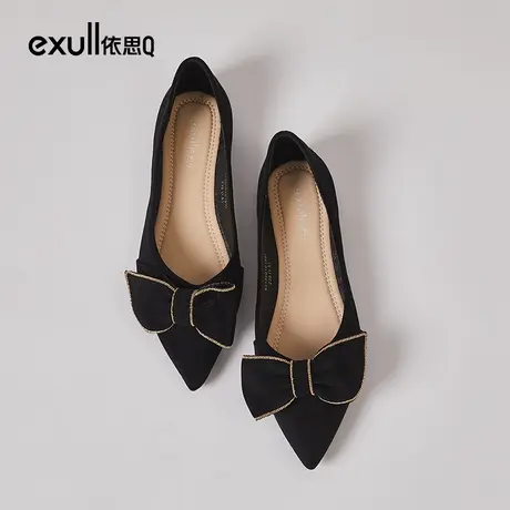 exull依思q平底鞋子女浅口女鞋2024新款时尚蝴蝶结一脚蹬尖头单鞋商品大图
