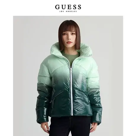 GUESS女士立领保暖潮流撞色通勤极简棉服-W2BL69WF160图片