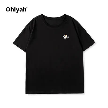 Ohlyah搞怪趣味小狗印花T恤2023夏潮牌小众设计宽松短袖男女上衣图片