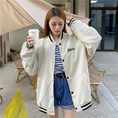 外套女2023年春秋新款ins潮灯芯绒宽松复古美式春秋百搭棒球服女商品大图