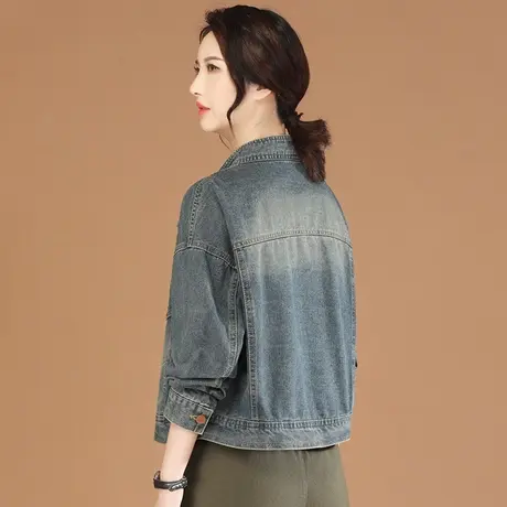 韩潮袭人立领复古牛仔短外套女2023秋季新款宽松上衣休闲夹克衫图片