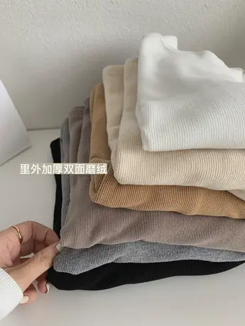双面磨绒慕斯绒半高领打底衫女秋冬加厚显瘦基础弹力内搭2022新款图片