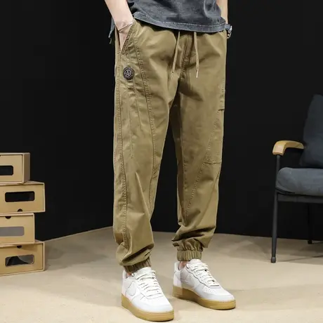 美式复古工装裤子男士休闲裤春秋2023新款潮牌大码束脚工装裤男潮商品大图