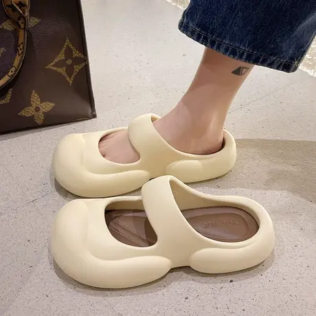 夏季包头拖鞋女ins潮时尚外穿玛丽珍沙滩防滑EVA踩屎感厚底凉拖鞋商品大图