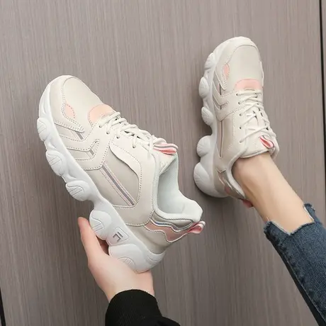 真皮老爹鞋女2023新款春季大码41一43学生运动鞋轻便软底跑步鞋潮图片
