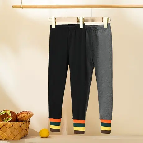 儿童打底裤加绒款九分裤冬季女童条纹小女孩外穿加厚秋冬保暖棉袜图片