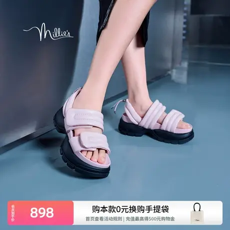 妙丽动爽小肉垫凉鞋25夏季厚底时尚舒适甜美风外穿女凉鞋JL300BL4商品大图