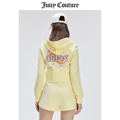 Juicy Couture橘滋春夏新款外套美式显瘦印花天鹅绒丝绒夹克女图片
