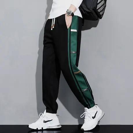 男裤子春秋款2023年小束脚休闲长裤男士冬季新款潮牌黑色运动卫裤商品大图