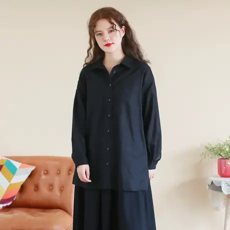 胖妹妹秋季2023新品复古棉麻长袖衬衫大码微胖学院风文艺宽松衬衣图片