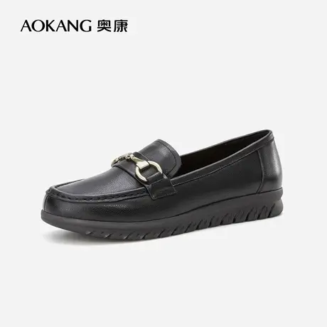 奥康女鞋 秋季新款女士单鞋舒适休闲百搭真皮一脚蹬工作单鞋图片