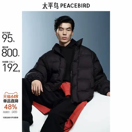 【95%进口鸭绒】太平鸟男装 羽绒服冬新款短款防寒面包服潮商品大图