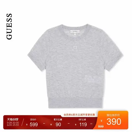 GUESS25年新款夏季女士轻薄透气简约纯色短袖针织衫-W5PR51Z0W90商品大图