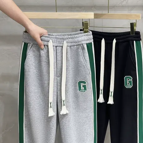 运动裤男长裤春秋季潮牌宽松抽绳大码跑步裤束脚裤子男士休闲卫裤商品大图