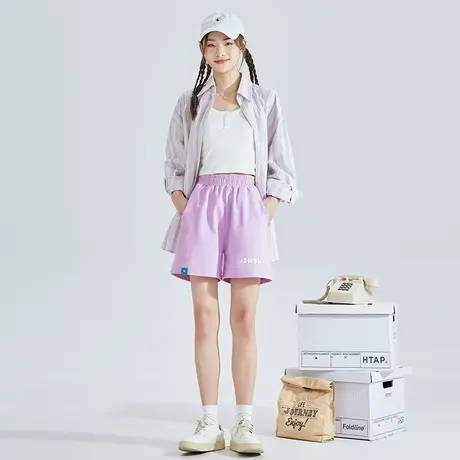唐狮显瘦宽松白色阔腿运动裤女卫裤高腰休闲运动短裤女夏季黑色图片