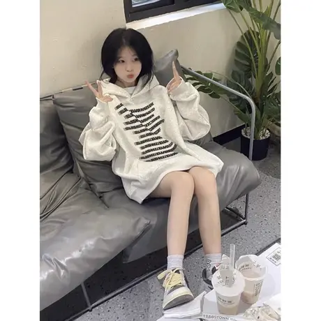 连帽卫衣女秋小个子韩版chic薄款上衣ins潮牌大码显瘦情侣装外套商品大图