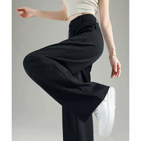 唐狮春季新款女休闲裤高腰宽松阔腿西装垂感显瘦直筒时尚裤子女图片