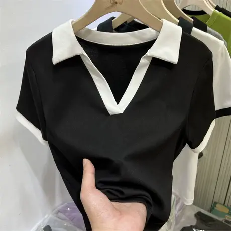 2023年夏季新款上衣短款ins潮设计感小众甜辣风纯欲辣妹短袖t恤女图片