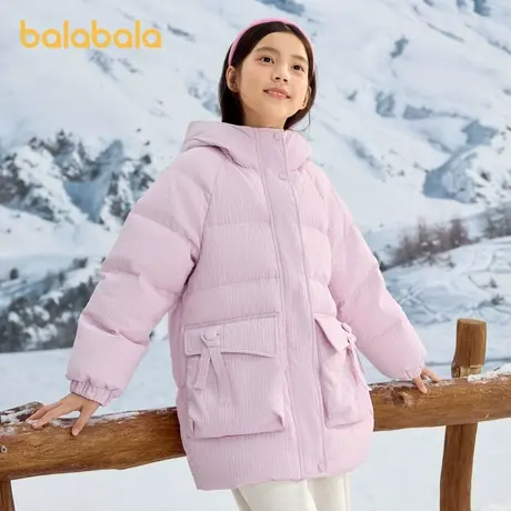 巴拉巴拉童装儿童面包羽绒服女大童2025冬装新款甜美肌理连帽外套商品大图