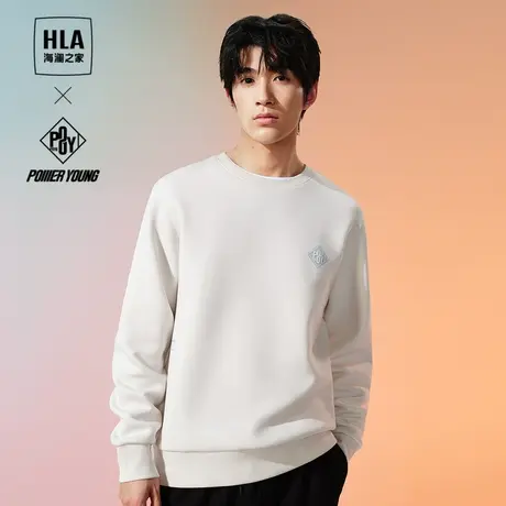 HLA海澜之家POWER YOUNG卫衣2023秋冬新款圆领撞色字母套头衫男图片