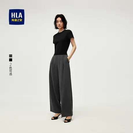 【含醋酸】HLA/海澜之家时尚弹力休闲裤25春夏新莫代尔直筒裤女装商品大图