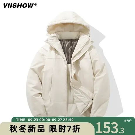 VIISHOW潮流保暖外套工装2023冬季新款男生宽松户外登山连帽棉服商品大图