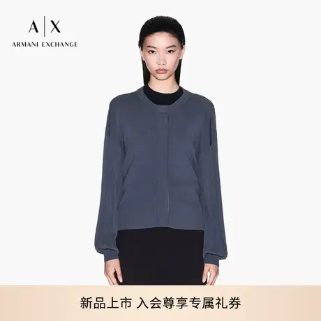 ARMANI EXCHANGE/阿玛尼秋新款女合身圆领落肩复古灯笼袖针织开衫商品大图