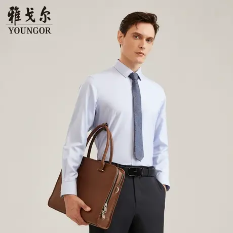 雅戈尔奥莱 男装200支条纹DP免烫秋季新款高端纯棉装衬长袖图片