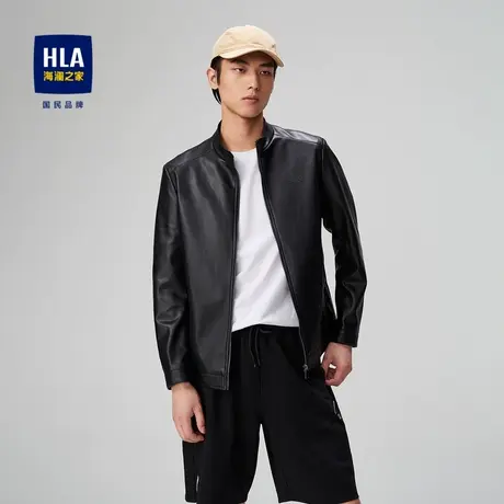 HLA/海澜之家立领夹克2023热卖PU挺括纤滑潮流压花外套男图片