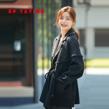 [小香风]EP YAYING雅莹女装 重工羊毛花呢拼接外套 商场同款1222B商品大图
