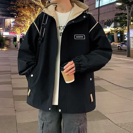 春秋季13青少年冲锋衣外套12岁男孩14高中初中学生15大童工装夹克商品大图