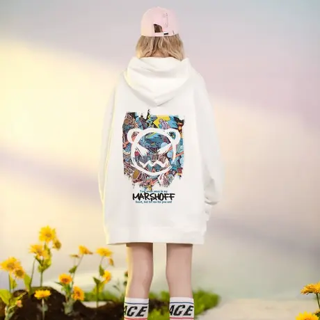 YEP白色卫衣女春秋高级感炸街连帽外套hiphop欧美原创小众潮牌商品大图