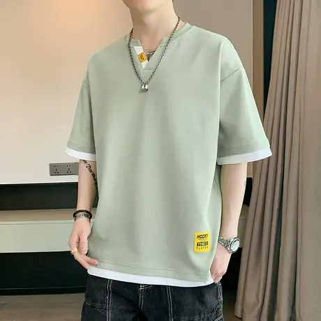 夏季男士短袖t恤纯棉衣服宽松潮流丅体恤百搭韩版男装潮牌ins半袖商品大图
