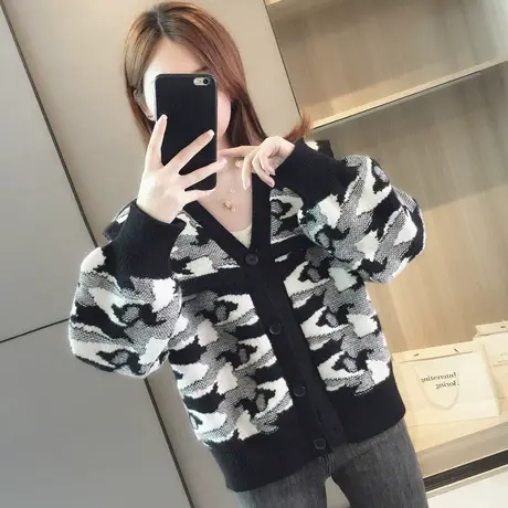 新款毛衣外套开衫女装秋季爆款针织衫慵懒风秋冬短款上衣外搭商品大图