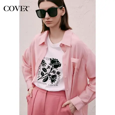 COVER夏季尖领薄款中长款醋酸衬衫图片