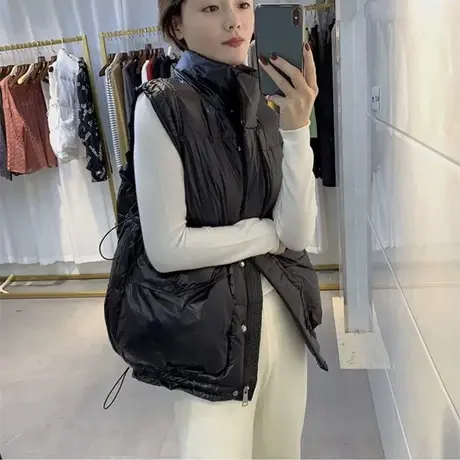 羽绒棉马甲女轻薄外穿欧洲站2023冬新款欧货马夹背心短款羽绒棉服图片