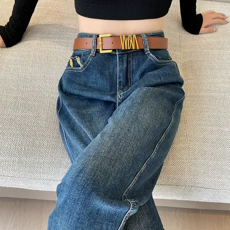 哈伦牛仔裤女春秋季2024年新款老爹裤宽松弹力百搭高腰显瘦萝卜裤商品大图