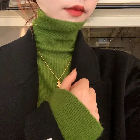 毛衣堆堆高领打底衫2024年春秋冬季新款内搭洋气羊绒针织衫女上衣图片