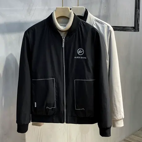 新款两面穿外套男秋冬装上衣迷彩休闲韩版潮流百搭棒球服立领夹克图片