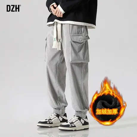 男生加绒工装裤男宽松束脚冬季裤子2023新款灯芯绒休闲裤百搭长裤商品大图