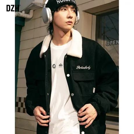 男士羊羔绒工装棉服男冬季潮牌加厚棉袄男款2024年新款灯芯绒外套商品大图