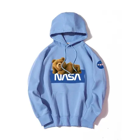 秀洛官方旗舰店官网nasa联名潮牌泰迪熊小熊卫衣男士春秋连帽套头商品大图