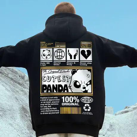 ins潮港风oversize连帽卫衣男装国潮加绒加厚秋冬季大码外套帽衫图片