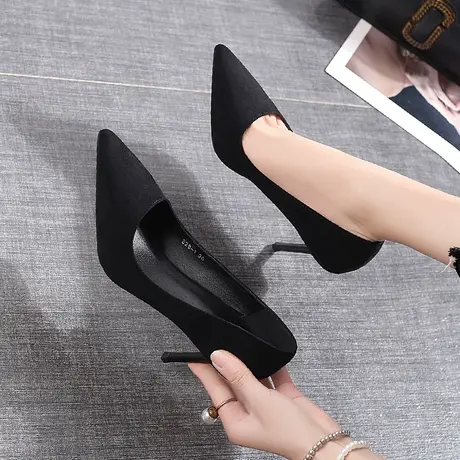韩版网红少女高跟鞋女细跟2020春季新款百搭年会宴会单鞋性感女鞋图片